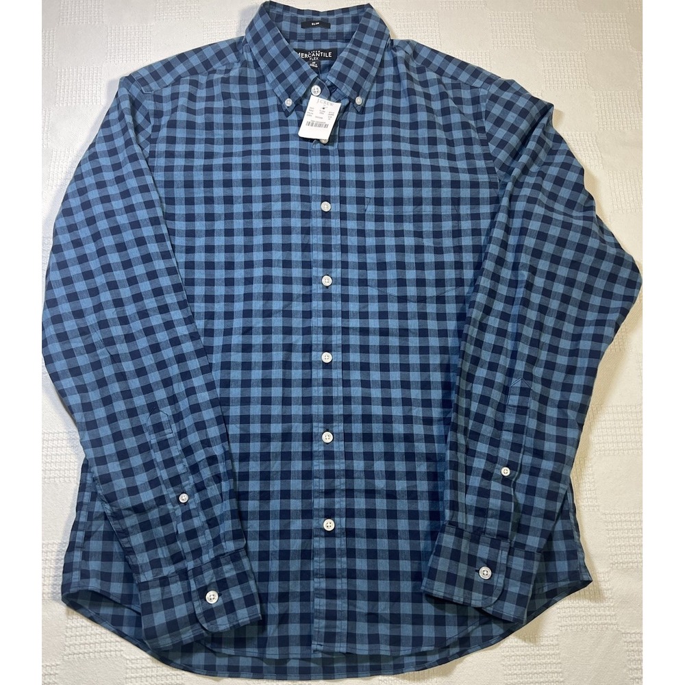 J Crew Mercantile Dress Shirt Button Up Mens Size Medium Slim Flex Cotton Blend